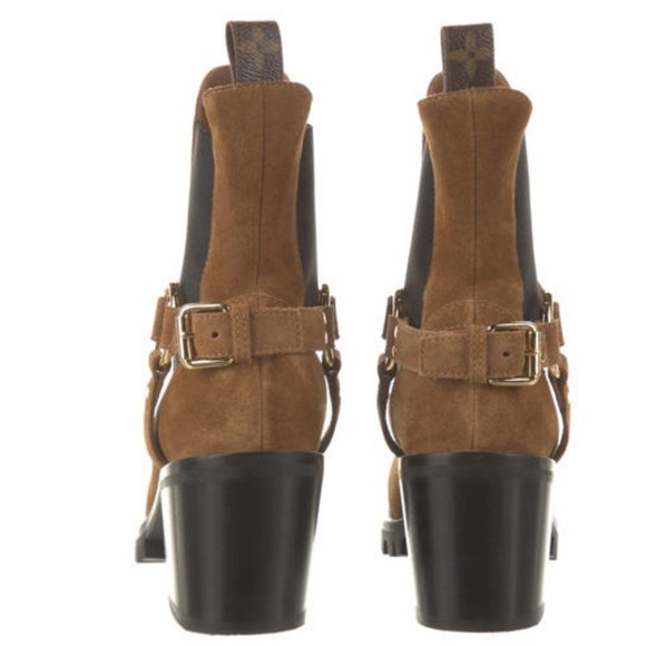 New Authentic Louis Vuitton Brown Suede Chelsea Boot Gold Hardware Size 36 - Picture 4 of 5